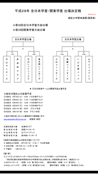 全日本学童・関東学童緑区予選試合